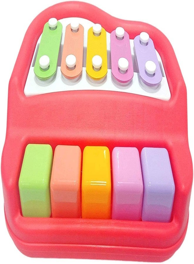 JAPSI 2-in-1 Kids Piano Xylophone Musical Toy, 5 Multicoloured Keys, Musical Learning Instrument with 2 Sticks, Age 3+ - Image 1